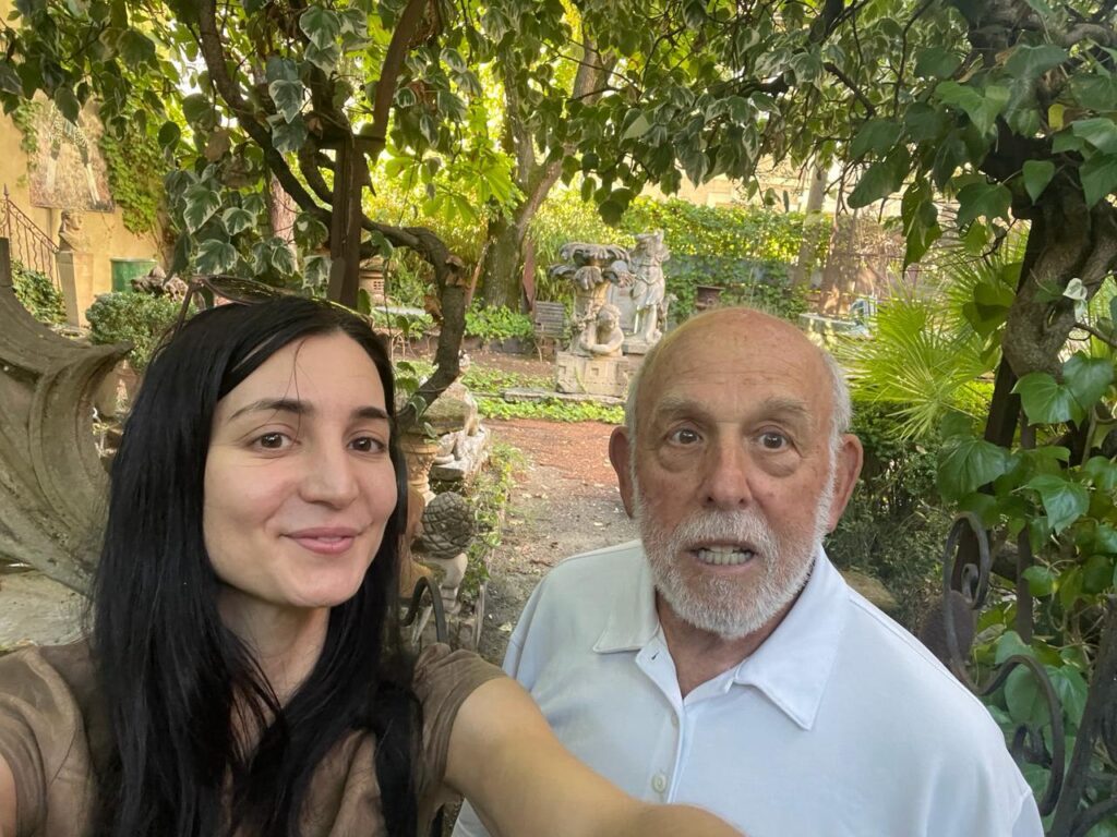 French teacher Julie and an older student visiting a private art collection in Provence
